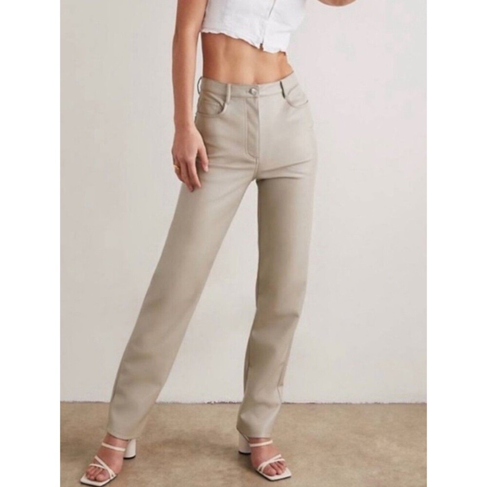 Wilfred High Rise Melina matte Pearl Vegan Leather Straight Leg Pants Size 4